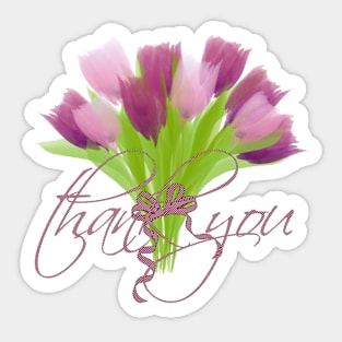 Bright Pink Tulips Thank You Sticker